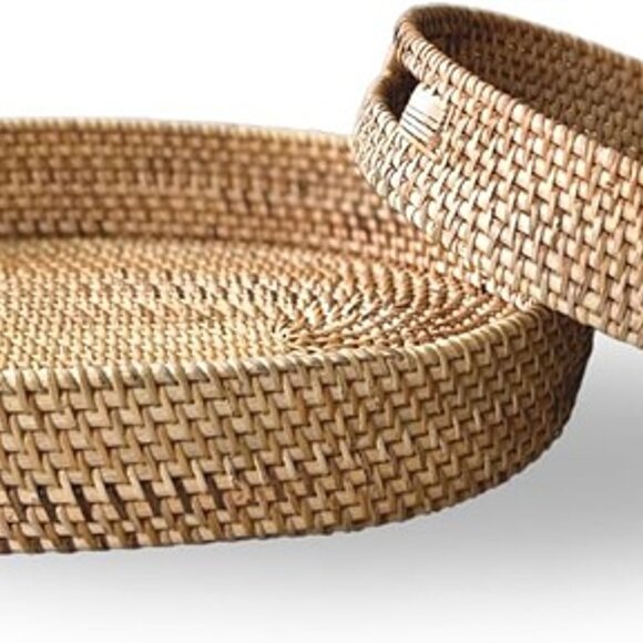 NEW Rattan Wicker Tray Perfect Christmas Gifts for Women, Serving Tray - Picture 2 of 9